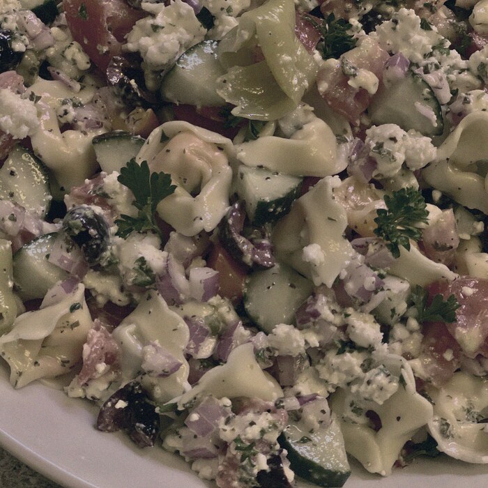 Farfalle, served cold.